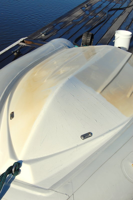 How do I get water stains out of my boat and tote? My water bottle